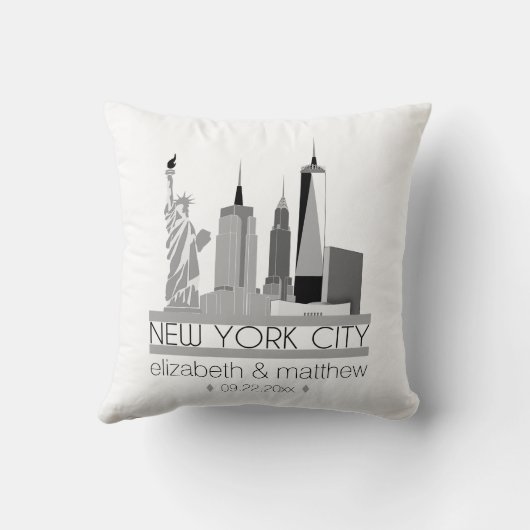 New York City Skyline Wedding Kussen (Achterkant)