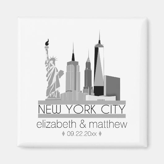 New York City Skyline Wedding Magneet (Voorkant)