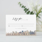 NEW YORK CITY Skyline Wedding RSVP Card Kaart (Staand voorkant)