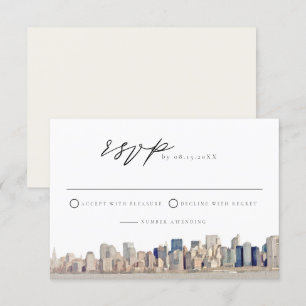 NEW YORK CITY Skyline Wedding RSVP Card Kaart
