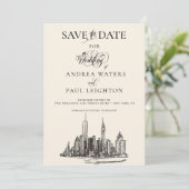 New York City Skyline Wedding Save The Date (Staand voorkant)