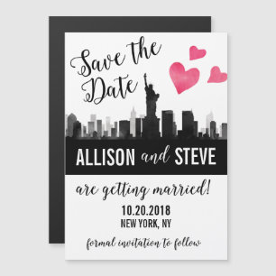New York City Skyline Wedding Save the Date Magnet Magnetische Uitnodiging