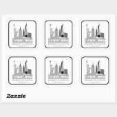 New York City Skyline Wedding Vierkante Sticker (Vel)