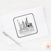 New York City Skyline Wedding Vierkante Sticker (Envelop)