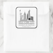 New York City Skyline Wedding Vierkante Sticker (Tas)