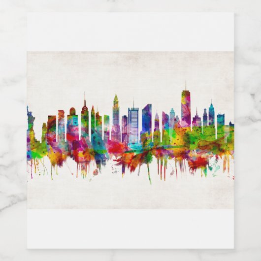 New York City Skyline Wijn Etiket (Enkel label)