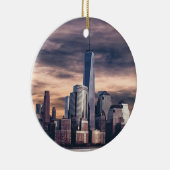 New York City Skyline Winter Keramisch Ornament (Rechts)