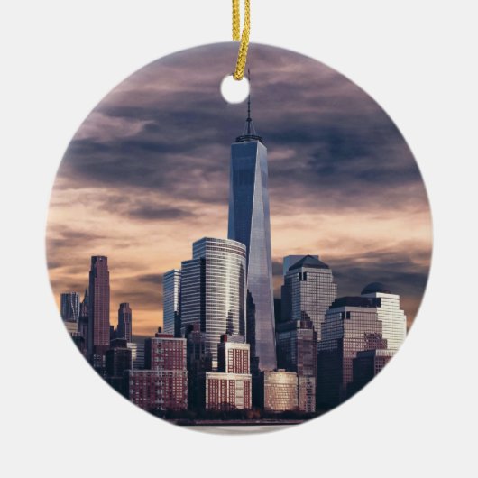 New York City Skyline Winter Keramisch Ornament (Voorkant)