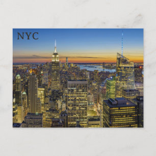 New York City Skyline Zonsondergang Reisfoto Briefkaart