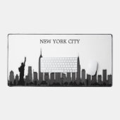 New York City Skyline Zwart Modern Manhattan NYC Bureaumat (Keyboard & Muis)