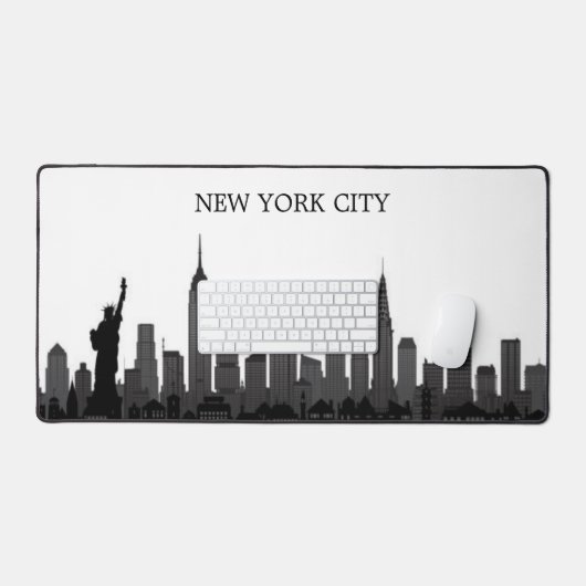 New York City Skyline Zwart Modern Manhattan NYC Bureaumat (Keyboard & Muis)