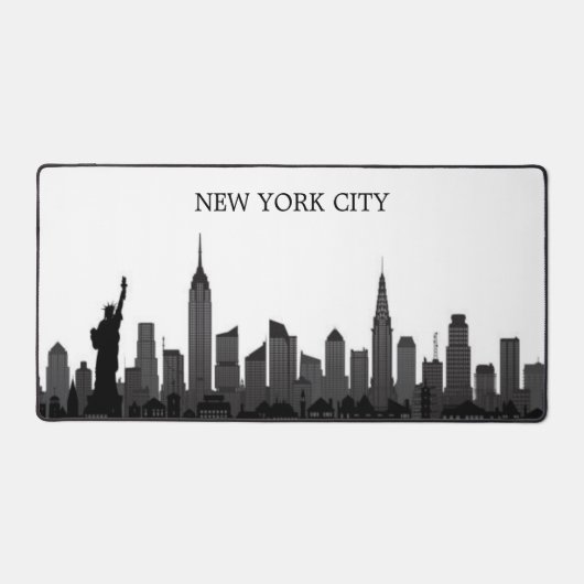 New York City Skyline Zwart Modern Manhattan NYC Bureaumat (Voorkant)
