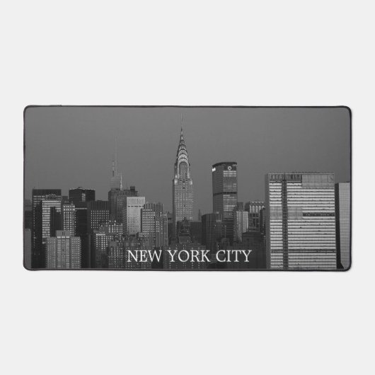 New York City Skyline Zwart Modern Manhattan NYC Bureaumat (Voorkant)