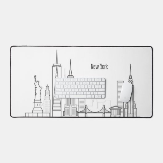 New York City Skyline Zwart Modern Manhattan NYC Bureaumat (Keyboard & Muis)