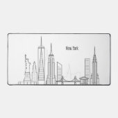 New York City Skyline Zwart Modern Manhattan NYC Bureaumat (Voorkant)