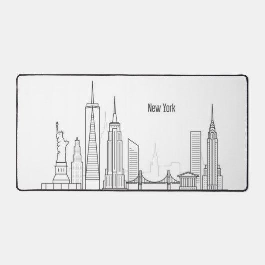 New York City Skyline Zwart Modern Manhattan NYC Bureaumat (Voorkant)