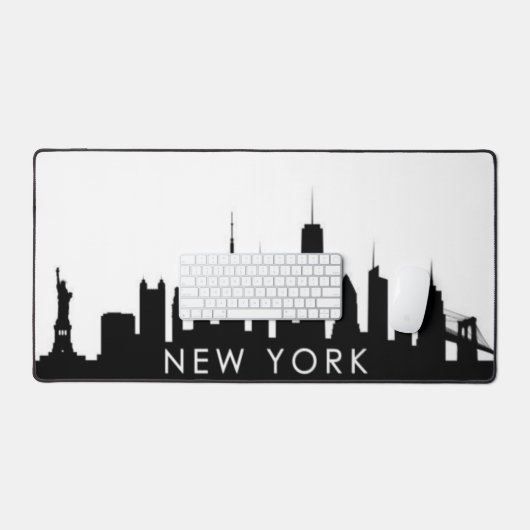 New York City Skyline Zwart Modern Manhattan NYC Bureaumat (Keyboard & Muis)