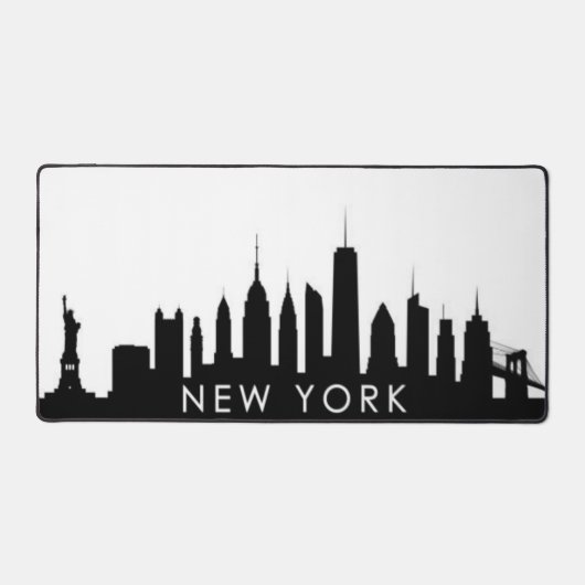 New York City Skyline Zwart Modern Manhattan NYC Bureaumat (Voorkant)