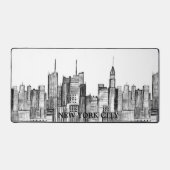 New York City Skyline Zwart Modern Manhattan NYC Bureaumat (Voorkant)