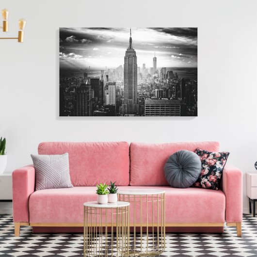 New York City skyline zwart-wit Canvas Afdruk (Insitu (Woonkamer))