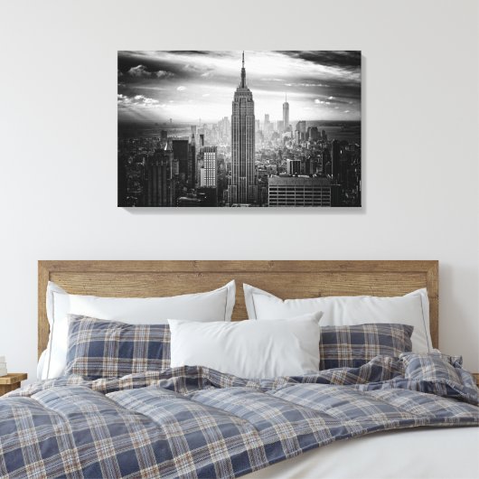 New York City skyline zwart-wit Canvas Afdruk (Insitu (Slaapkamer))
