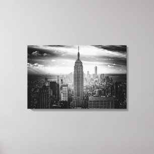 New York City skyline zwart-wit Canvas Afdruk