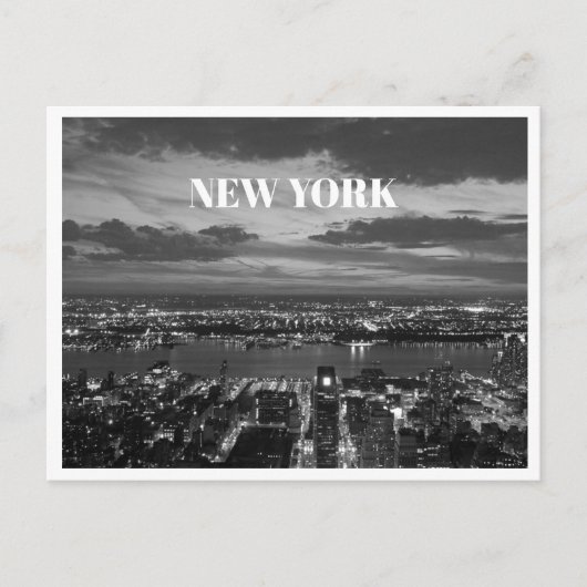 New York City Skyline Zwart Wit Landschap Feestdagenkaart (Voorkant)