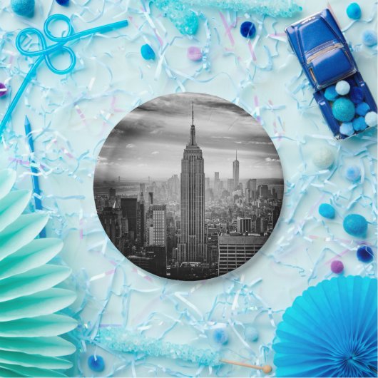 New York City skyline zwart-wit Papieren Bordje (Feest)