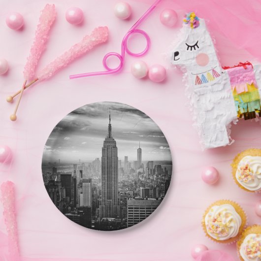 New York City skyline zwart-wit Papieren Bordje (Feest)