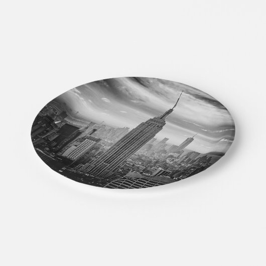 New York City skyline zwart-wit Papieren Bordje (Gekanteld)