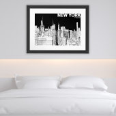 New York City Skyline Zwart Wit Schetsmaat Poster