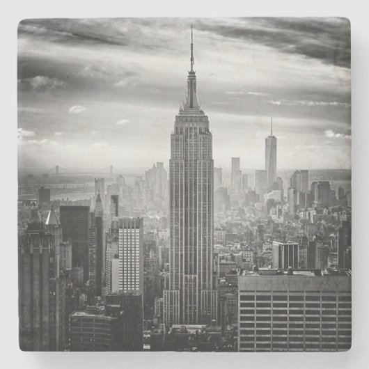New York City skyline zwart-wit Stenen Onderzetter (Voorkant)