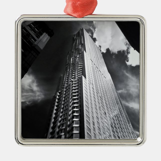 New York City Skyscraper in Black en White Metalen Ornament (Voorkant)