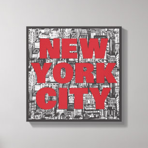 New York City   Skyscraper Typografie Canvas Afdruk