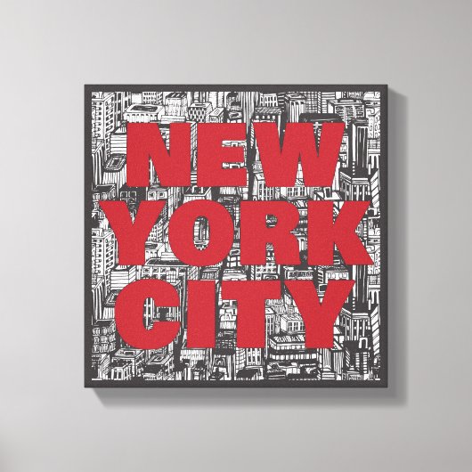 New York City | Skyscraper Typografie Canvas Afdruk (Voorkant)