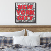 New York City | Skyscraper Typografie Canvas Afdruk (Insitu (Slaapkamer))