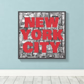 New York City | Skyscraper Typografie Canvas Afdruk (Insitu (Houten vloer))