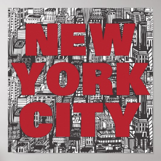 New York City | Skyscraper Typografie Poster (Voorkant)
