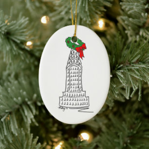 New York City Skyscraper Wreath NYC Kerstmis Keramisch Ornament