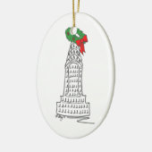 New York City Skyscraper Wreath NYC Kerstmis Keramisch Ornament (Links)
