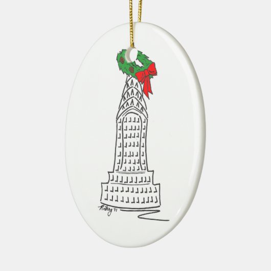 New York City Skyscraper Wreath NYC Kerstmis Keramisch Ornament (Links)
