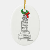 New York City Skyscraper Wreath NYC Kerstmis Keramisch Ornament (Voorkant)