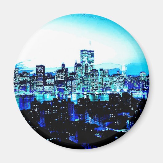 New York City Skyscrapers bij nacht Magneet (Voorkant)