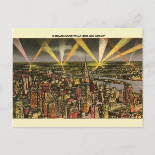  New York City Skyscrapers Night Post Card Briefkaart (Voorkant)