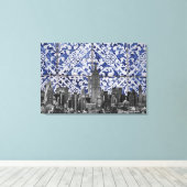 New York City Skyscrapers ontmoeten Portugese Tile Canvas Afdruk (Insitu (Houten vloer))