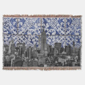 New York City Skyscrapers ontmoeten Portugese Tile Deken (Voorkant)