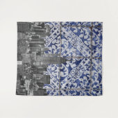 New York City Skyscrapers ontmoeten Portugese Tile Wandkleed (Voorkant (horizontaal))