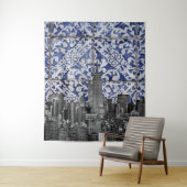 New York City Skyscrapers ontmoeten Portugese Tile Wandkleed (In situ)
