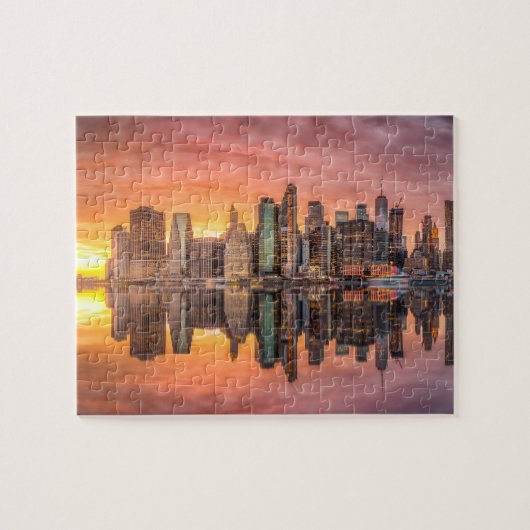 New York City Skyscrapers Skyline Sunset Travel Legpuzzel (Horizontaal)