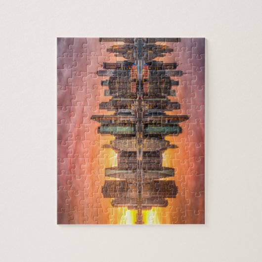 New York City Skyscrapers Skyline Sunset Travel Legpuzzel (Verticaal)